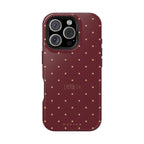 The Burgundy & Gold Polka Dot Case