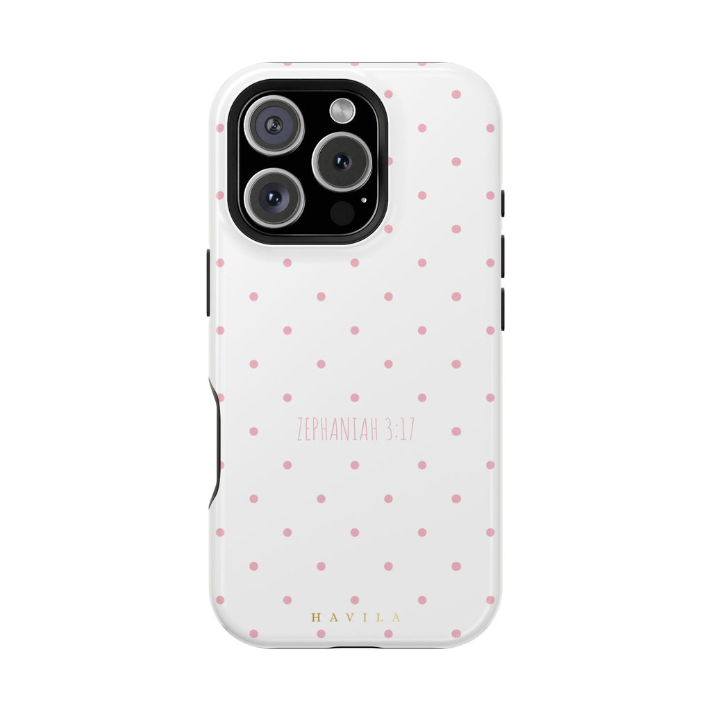 White & Soft Pink Polka Dot Case