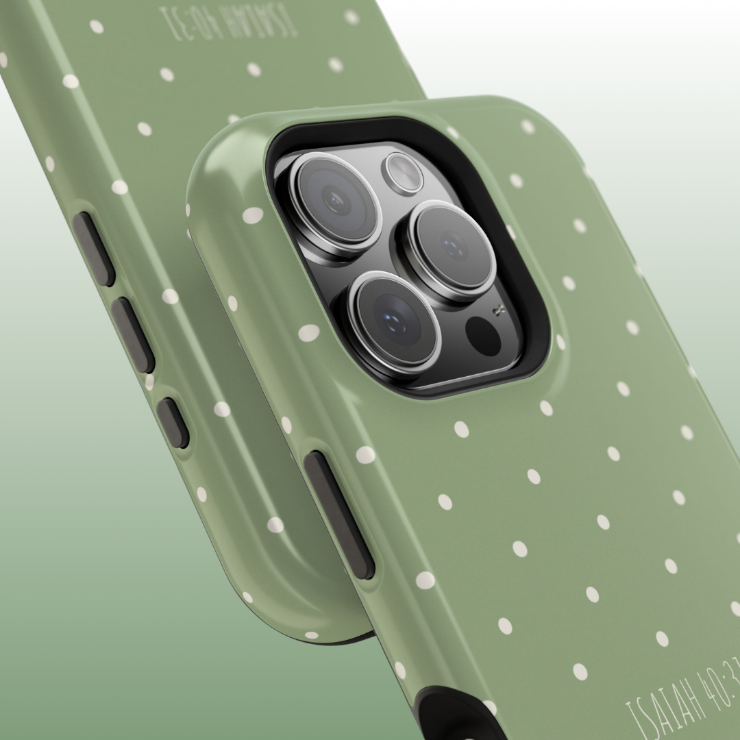Sage Green & White Polka Dot Case