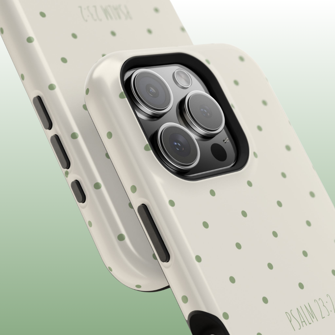 Cream & Sage Polka Dot Case
