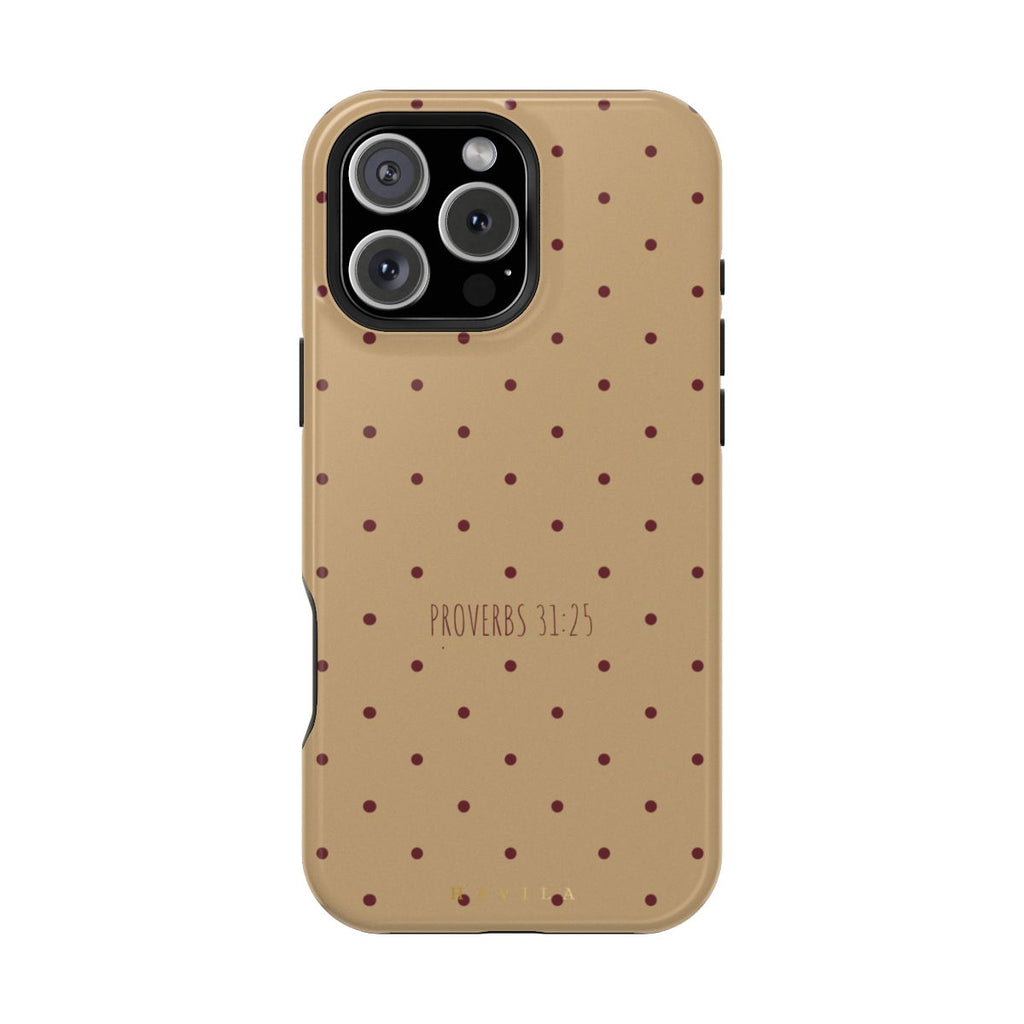 Tan & Burgundy Polka Dot Case