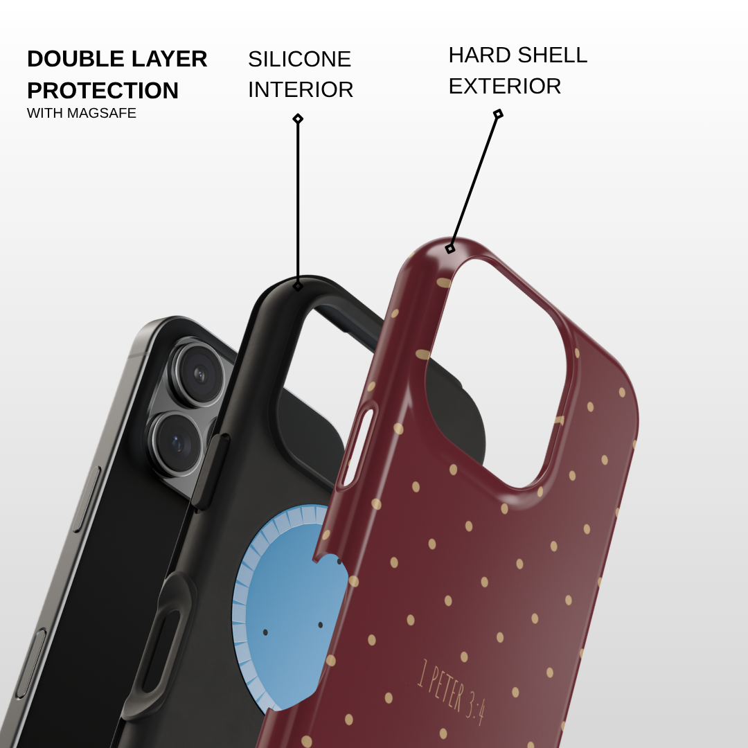 The Burgundy & Gold Polka Dot Case