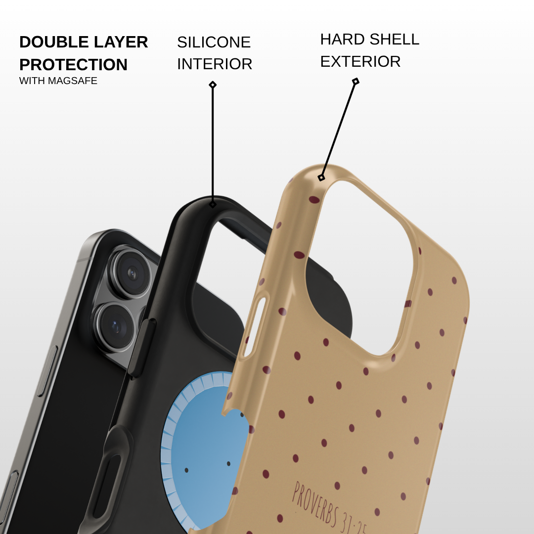 Tan & Burgundy Polka Dot Case